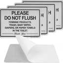 4 Pack Do Not Flush Sign for Bathroom, 9" x 6" Self-adhesive Do Not Flush Anything Except Toilet Paper Sign, Aluminum Metal Signs for Business and Home