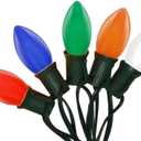 C9 LED Christmas Lights Outdoor 25Ft Outdoor Decorations String Light Waterproof with 26 C9 LED Multicolor Bulbs, Hanging Vintage Christmas Lights for Patio Roofline Garden Holiday Party