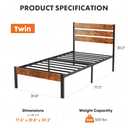 Sweetcrispy Full Size Bed Frame with Headboard, 800LBS Metal Support,12.4IN