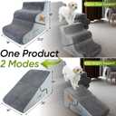 Dog Stairs for Bed & Couch – BuddyRamp 2-in-1 Foldable Dog Stairs and Ramp, 3-Step Pet Stairs Converts to Gentle Ramp, Non-Slip Soft Foam Steps for Small Dogs & Senior Pets