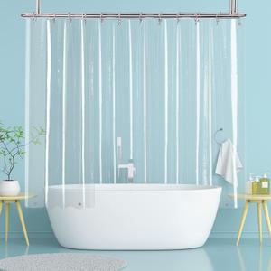 YISURE Extra Wide and Short Shower Curtain Liner 108x60in with 5 Magnets, Waterproof Peva Plastic Clear Around Bathroom Shower Liner for Clawfootub Bathtub