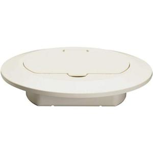 Legrand-Pass & Seymour TM1542TRLA Slater Thermoplastic Round Floor Box Cover with 15 Amp Tamper Resistant Decorator Duplex Outlet, Light Almond (2 Count)