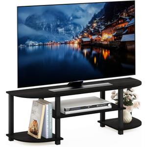 Furinno Turn-S-Tube Wide TV Entertainment Center, Espresso/Black (4-Tiers with Round Corner)