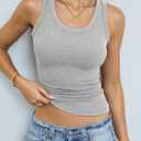 EasyGala Womens Cotton Ribbed Crew Neck Tank Tops Basic Sleeveless Fitted Racerback Shirts Summer Casual Outfits Clothes (Gray, S)