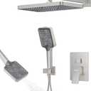 Shower System 13-Inch Rainfall Shower Head - 3 Setting Handheld Sprayer, Complete Bathroom Set with Faucet Mixer Trim Kit & Valve Brushed Nickel