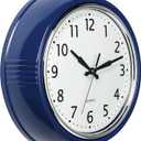 Bernhard Products Retro Wall Clock 12 Inch Navy Blue Kitchen 50's Vintage Design Round Silent Non-Ticking Quartz Battery Operated Clocks for Home Office School Classroom Kids Bedroom Living Room