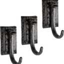Rustic State Plate Wall Mount Cast Iron Hooks Coat Towel Bag Hat Hanger Railroad Spike Rack with Hammered Effect Texture Black Set of 3