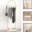Gold Clothing Rack, Modern Clothes Rack with Shelf, Heavy Duty Freestanding Coat Rack, Metal Coat Hanger Stand with Hooks for Boutique Office