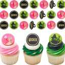 Wicked Cupcake Rings With Glinda And Elphaba, 24 Cupcake Toppers For Cakes, Birthday's, Celebrations, Food Safe Cake Decorations - 24 Pack