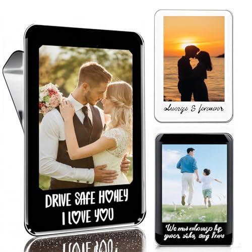 2Pcs Car Picture Holder，Acrylic Magnetic Personalized Photo Display Frames with Car Visor Clip for Family, Couples, Drivers, Car Sun Visor, Fridge, Safe Driving Presents,Car Accessories, Set of 3