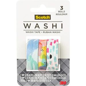 Scotch Washi Tape, Abstract Modern Design Pattern, 3 Rolls, Assorted Sizes, Great for Bullet Journaling, Scrapbooking and DIY Dcor (C1017-3-P35)
