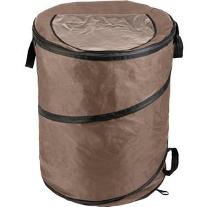 Wakeman Outdoor Trash Can - 46-Gallon Collapsible Garbage Can with 3 Stakes - Pop Up Trash Can for Camping, Storage, or Yard Waste Outdoors (Beige)