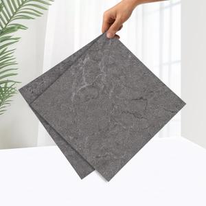 Marble Peel and Stick Vinyl Floor Tiles,20 Tiles - 12" x 12", Dark Grey Marble Tiles - Self Adhesive Vinyl Flooring DIY for for Kichen, Bathroom, Bedroom, Dining Room, Kitchen(20 Pack 20 Sq.Ft)