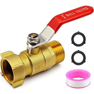 Heavy Duty 3/4" GHT Brass Garden Hose Shut Off Valve - Full-Flow Design, 304 Stainless Steel Handle, Corrosion Resistant for Outdoor Faucet, Sprinkler & Water Control