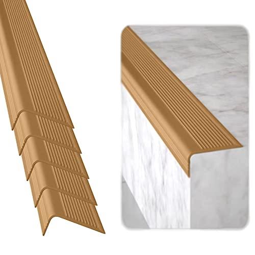 Rubber Bond Stair Edge Protector (Pack of 15) 36x2x1 inch Anti-Slip Stair Corner Trim Rubber Strips - Waterproof Self-Adhesive Staircases for Outdoor & Indoor Uses | Protect Kids & Pets - Brown