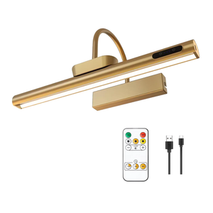 Dimmable Cordless Picture Light with Controller and Timer, Rechargeable 5000mAh Battery Wall Sconce for Wall Pictures, Gallery Artwork, Paintings, Portraits, Dartboards (Gold)