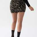 EXLURA Women's Leopard Print Mini Skirt High Waist Sexy Cheetah Skirts Trendy Pencil Bodycon Short Skirts Concert Outfit 2025 (XL)