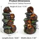 4-Tiered Outdoor Tabletop Water Fountain 17.9 | Indoor Waterfall Feature, LED Lights, Resin, Relaxation Decor, Home, Office, Yard and Garden
