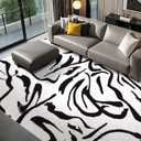 YIHOUSE Modern Rugs 6x9, Washable Black and White Area Rug, Thin Abstract Geometric Minimalist Striped Rug, Black Rugs for Living Room,Bedroom,Kitchen,Dining Room,Office