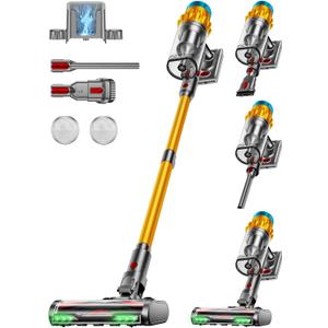 Cordless Vacuum Cleaner, 650W/55KPA, 70 Mins Runtime Self-Standing Stick Vacuum, Vacuum Cleaners for Home with Anti-Tangle Brush, Smart Display, 1.8L Cup Vacuum for Pet Hair/Carpet/Floor (Gold)
