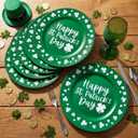 Yungyan 6 Pcs St Patricks Day Plastic Charger Plates 13 Inch St Patricks Day Round Resuable Charger Plates Large Shamrock Plate for Holiday Party Decorations Dinner Tableware Supplies