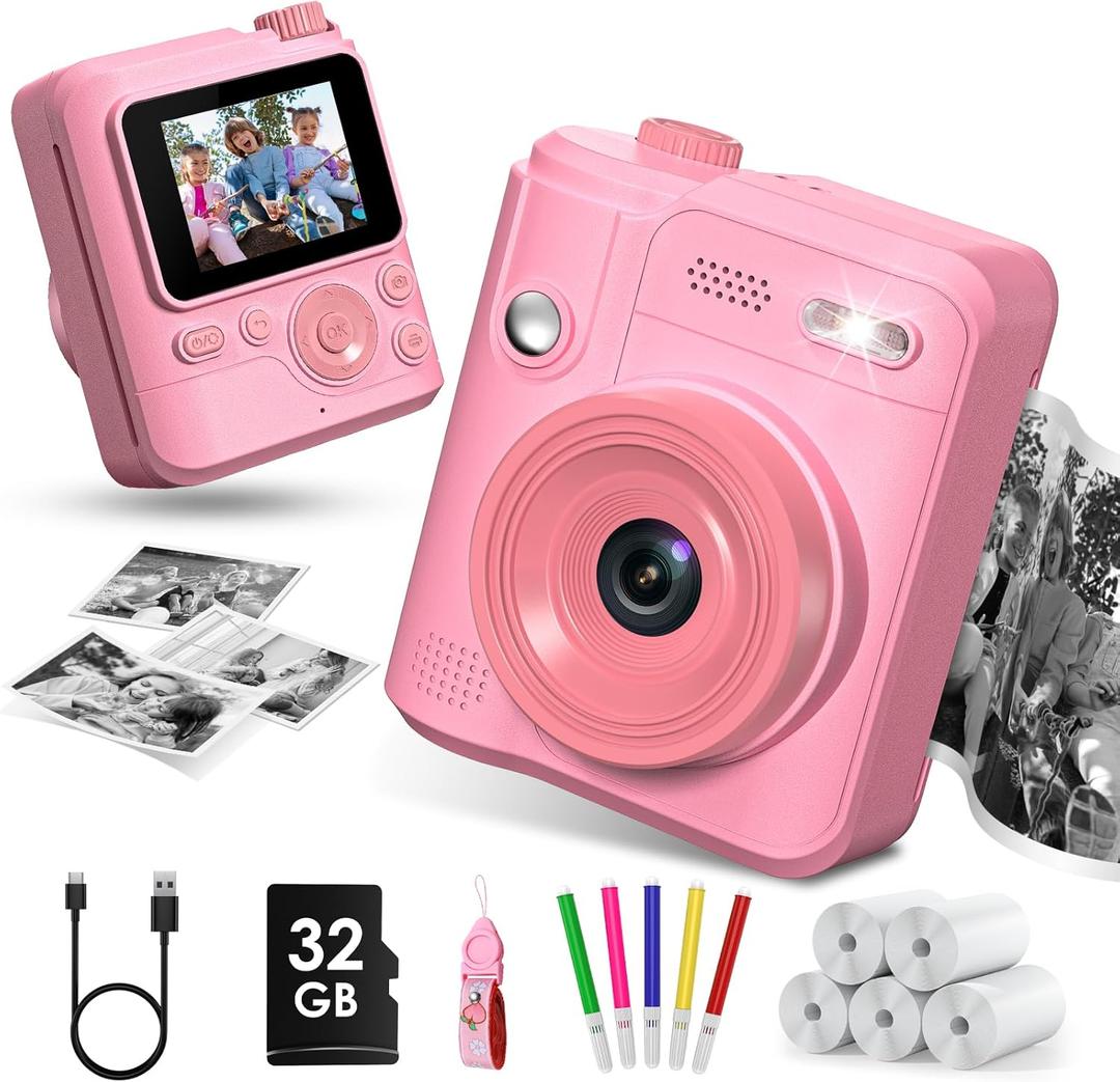 Kids Camera Gifts for Girls Boys - Christmas Birthday Xmas Gift for Girl Boy Age 3 4 5 6 7 8 9 10 11 12 Year Old - Instant Print Digital Toys Ages 3-5 6-8 8-12 Years Olds - Toddler Learning Kid Toy (Pink)