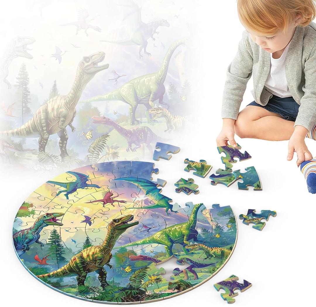 Puzzles for Kids Ages 4-8, 70Pcs Large Dinosaur Jigsaw Floor Puzzle, Educational Learning Toy Gifts for Boys Girls Ages 3 4 5 6 7 8