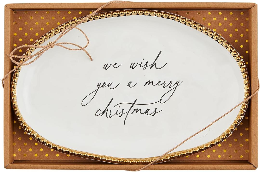 Mud Pie Sentiment Plates, We Wish, 6 1/2" x 10"