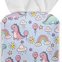 2025 Mother's Day Tissue Box Cover Cute Dinosaur Pattern Custom Tissue Box Cover for Tabletop Bathroom Car Office Decoration 5.1 x 5.1 X 5.5 Inch Blue