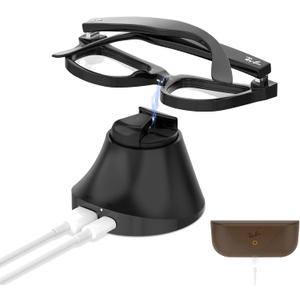 RCstyle HiBloks Magnetic Charging Station for Ray-Ban Meta Wayfarer/Skyler Smart Glasses (RW4006/RW4008/RW4010), Fast Charging Dock with LED Indicator, Compatible with Glasses Case (Black)