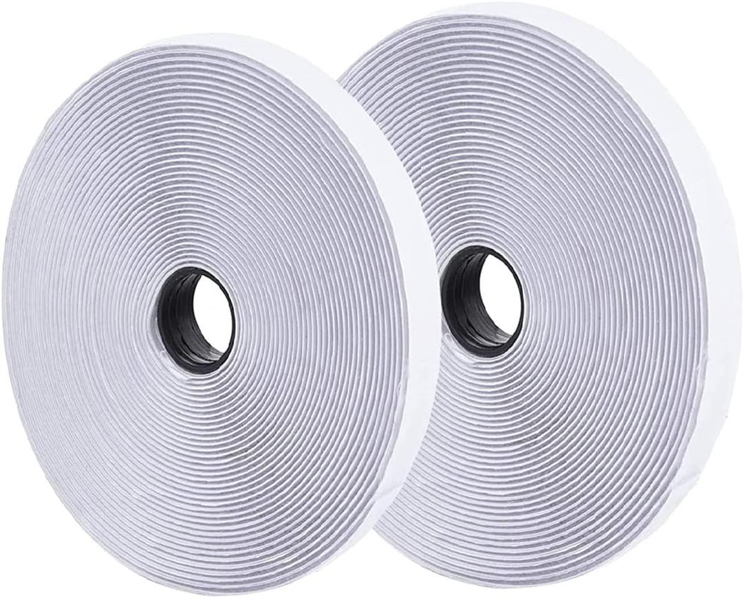 0.75 Inch x 82 Feet White Self-Adhesive Hook and Loop Tape - Sticky Back Fastening Tape for Stationery and Household Purposes