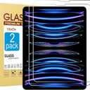 2 Pack Screen Protector for iPad Pro 12.9 Inch Display [2022 & 2021 & 2020 & 2018 Release] Tempered Glass [Face ID & Apple Pencil Compatible] Ultra Sensitive Case Friendly