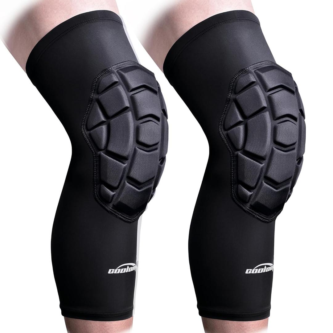 COOLOMG Knee Pads Wrestling Basketball Football Volleyball Youth Kids Adult Protective Knee Compression Sleeves Black S