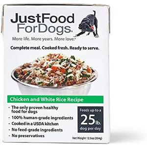 JustFoodForDogs, Pantry Fresh Chicken and White Rice Dog Food Tetra Pack, 12.5 oz BB Date 13/01/2027