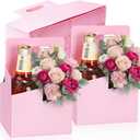 Jetec 50 Pcs 4 Cup Drink Carrier with Handle, Kraft Paperboard Beer Carrier, Disposable Drink Holder for Hot or Cold Drinks, 12-16 oz Bottle Holder for Food Delivery Beverages (Pink)