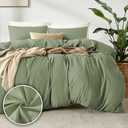 Dreamhood Duvet Cover Queen Size 90x90 and 2 Pillow Cases Soft Comfy Duvet Cover Set 3 Pieces with Button Closure Breathable Durable Bedding for All Seasons Light Olive Green