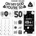 Holkcog 50th Birthday Decorations, 49+1 Black Glitter Banner Background, Oh My God Its My 50th Birthday Hang Banner for Men Women, Number 50 Ballons, Funny 50 Years Old Party Supplies