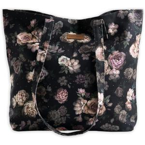 Maison d' Hermine Canvas Tote Bag for Women Cotton Canvas Reusable Shoulder Grocery Bags Handle Travel Mothers day Gifts (05 - Moody Florals)