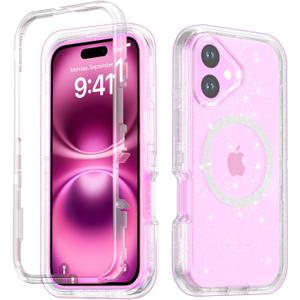 Designed for iPhone 17 Case,[Compatible with Magsafe] [Non-Yellowing] [Without Screen Protector] Shockproof/Dust/Drop Proof 3-Layer Full Body Protection Rugged Heavy Duty Cover, Clear Glitter