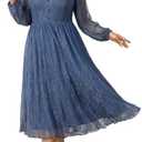 SCOMCHIC Womens Plus Size Cocktail Dress Wedding Guest Lace Long Sleeve Formal Party Maxi Dresses XX-Large Plus