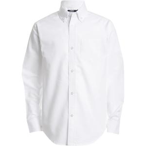IZOD Boys' Long Sleeve Solid Button-Down Collared Oxford Shirt with Chest Pocket (White, 8)