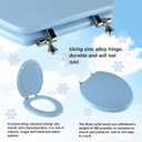 Blue Elongated Toilet Seat Natural Wood Toilet Seat with Zinc Alloy Hinges, Easy to Install also Easy to Clean, Scratch Resistant Toilet Seat by Angol Shiold (Elongated, Blue)