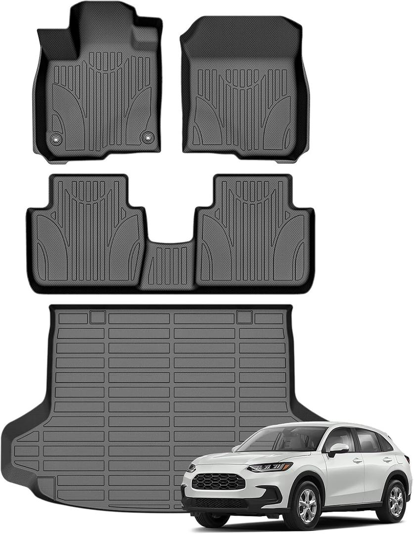 Cartist Floor Mats & Cargo Liner Custom Fit for Honda HR-V 2023 2024 2025 2026 /HR-V Hybrid 2023 2024 2025 2026 Accessories All Weather Cargo Liners Carpet Protection TPE Odorless