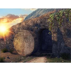 Empty Stone Tomb Photography Backdrop Crucifixion of Jesus Christ Holy Lights Cross Background God Bless Jesus Christian Pray Kids Adults Portraits Photo Studio Props Church Decor 7x5ft (Black_Brown)