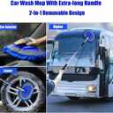 62" Car Wash Brush Mop Kit with Long Handle, 2 in 1 Chenille Microfiber Sponge Mitt Cleaning Detailing Duster for Washing Cars Truck SUV RV Caravans and Household(2 x Mop Head) (Blue)