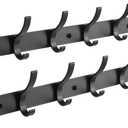 Pack of 2 Coat Rack Wall Mount, Coat Hooks Wall Mount, Wall Hooks for Hanging, Hat Rack for Wall, Coat Hanger Wall Mount, Towel Hooks for Bathrooms (Black)
