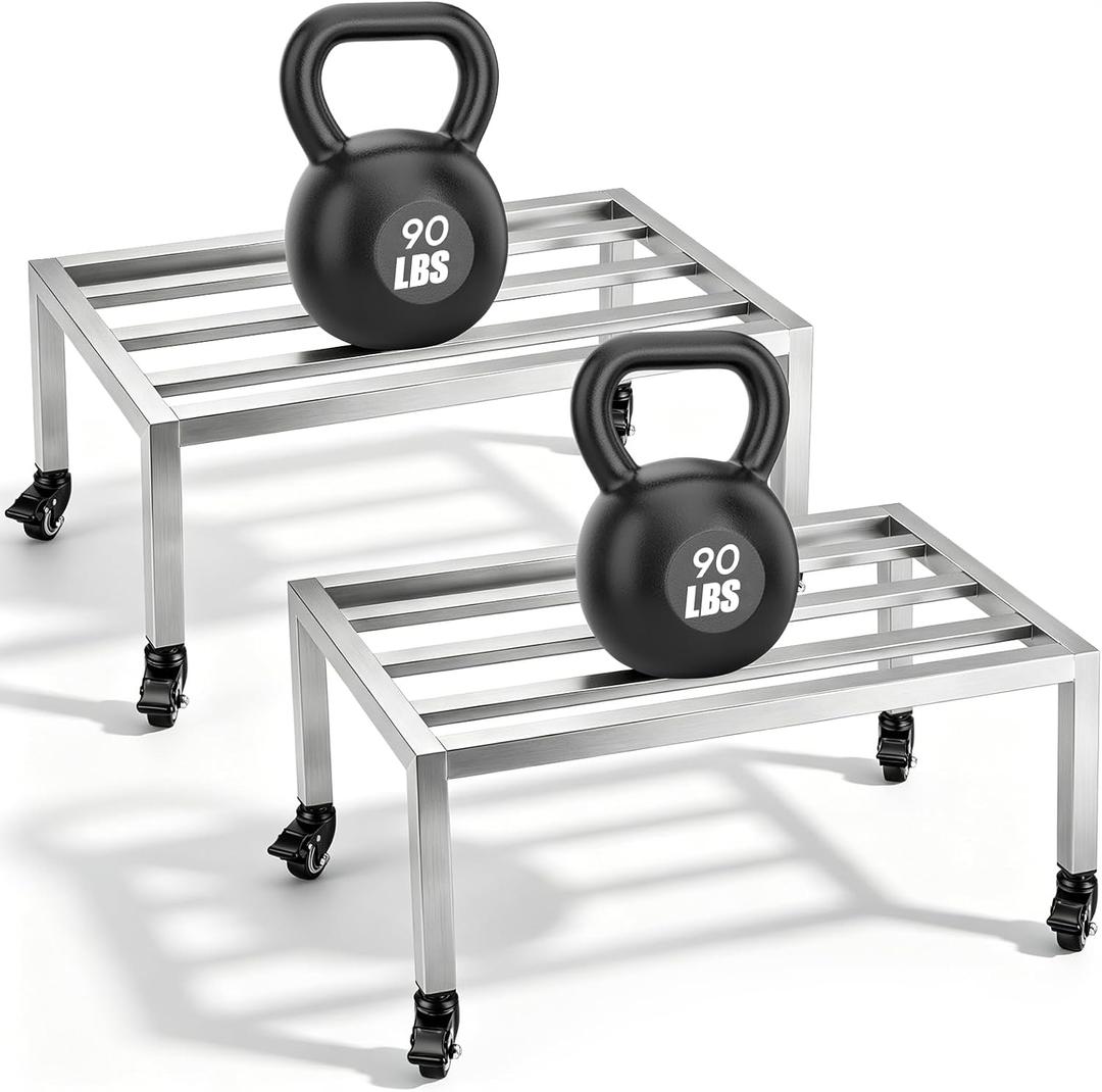 MorningRo 2 Pack Dunnage Rack with Wheels 24" Long x 14" Wide, 7.9" Height