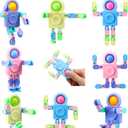 Hanaive 24 Pcs Robot Fidget Spinners for Kids Transformable Fingertip Gyro Chain Toy Deformable DIY Stress Relief Fidget Sensory Toys Adults Piata Goodie Bag Stuffers Valentine Party Favors Gift