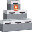 Criusia Storage Cubes -11 inch Closet Organizers and Storage Bins for Clothes -6 Pack Fabric Storage Baskets for Shelves, Cube Organizer/ Toy Storage Organizer/ Dorm Room Essentials/ HouseWarming Gift (White with Grey)