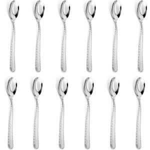 12 Pieces Heavy Duty Teaspoons Set, Tea Spoons Silverware, Food Grade Stainless Steel Dessert Spoons, Mirror Polished and Dishwasher Safe